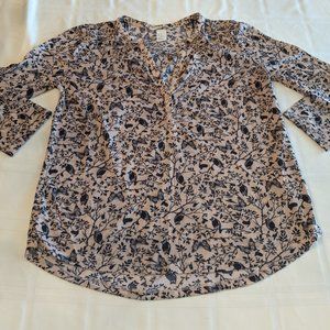 H&M Pink & Black Owl & Butterfly Print Top XS